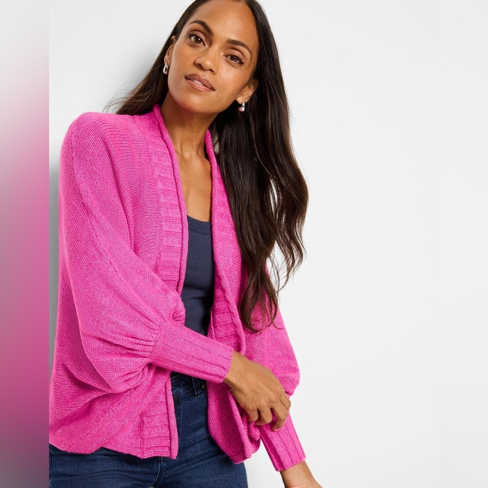 Nic+Zoe Hot Pink Cozy Crush Cardigan Size S/M